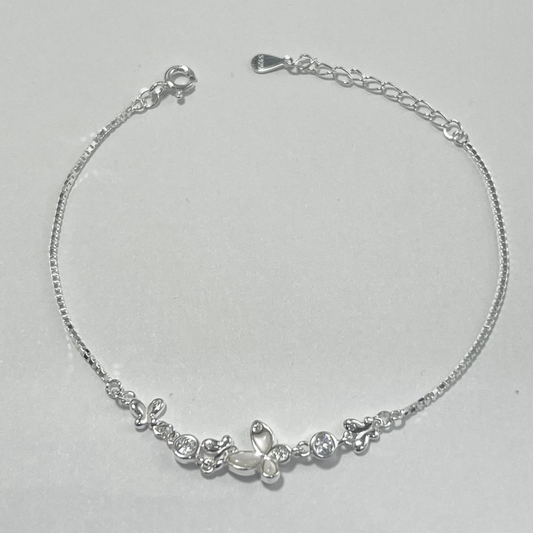 PULSERA CIRCONES Y MARIPOSA PLATA LEY 925