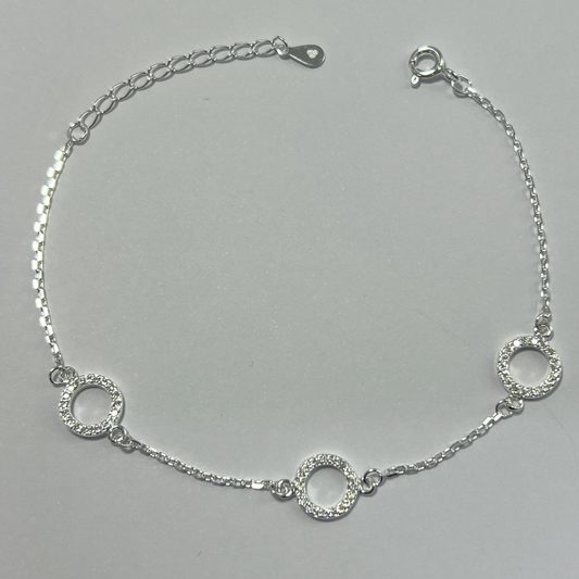 PULSERA CON DIJE DE CIRCULOS PLATA LEY 925