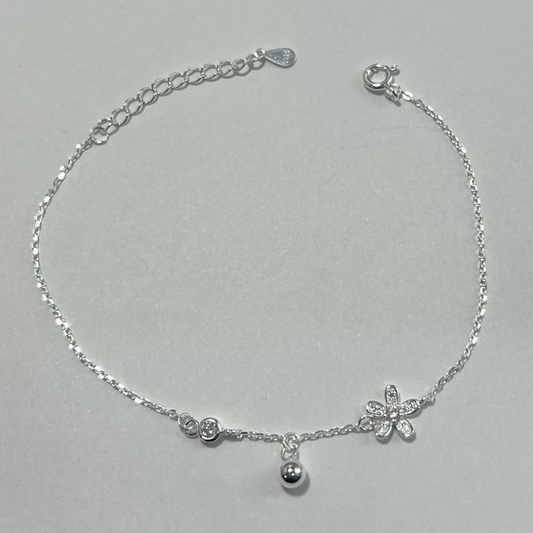 PULSERA FLOR PLATA LEY 925
