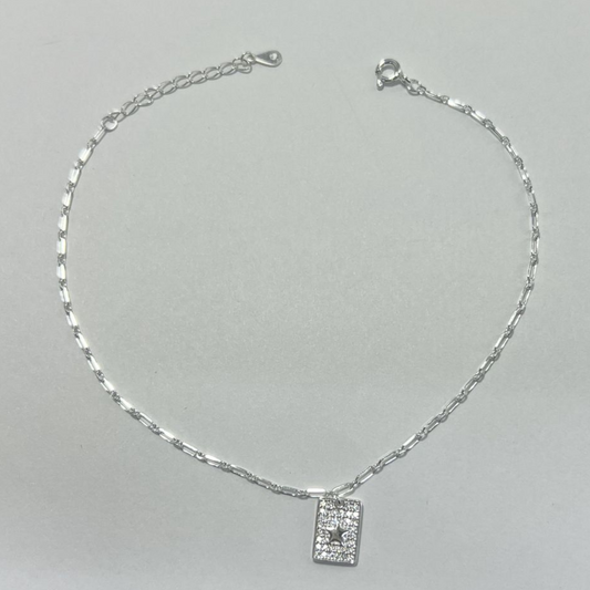 TOBILLERA EN PLATA CON DIJES EN MICRO CIRCONES