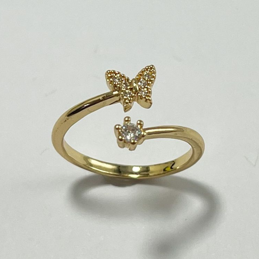 ANILLO MARIPOSA CON MICRO CIRCONES  GRADUABLE EN RODIO