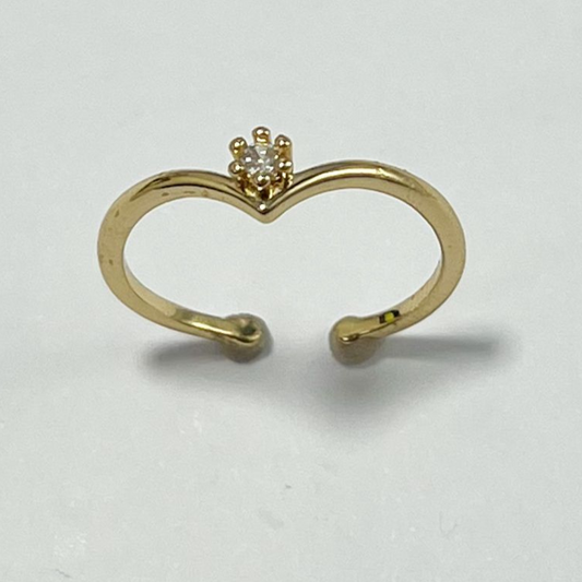 ANILLO GRADUABLE EN RODIO CON CIRCONE FORMA CORAZÓN
