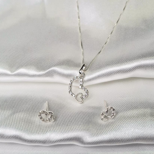 JUEGO EN PLATA LEY 925 CORAZÓN