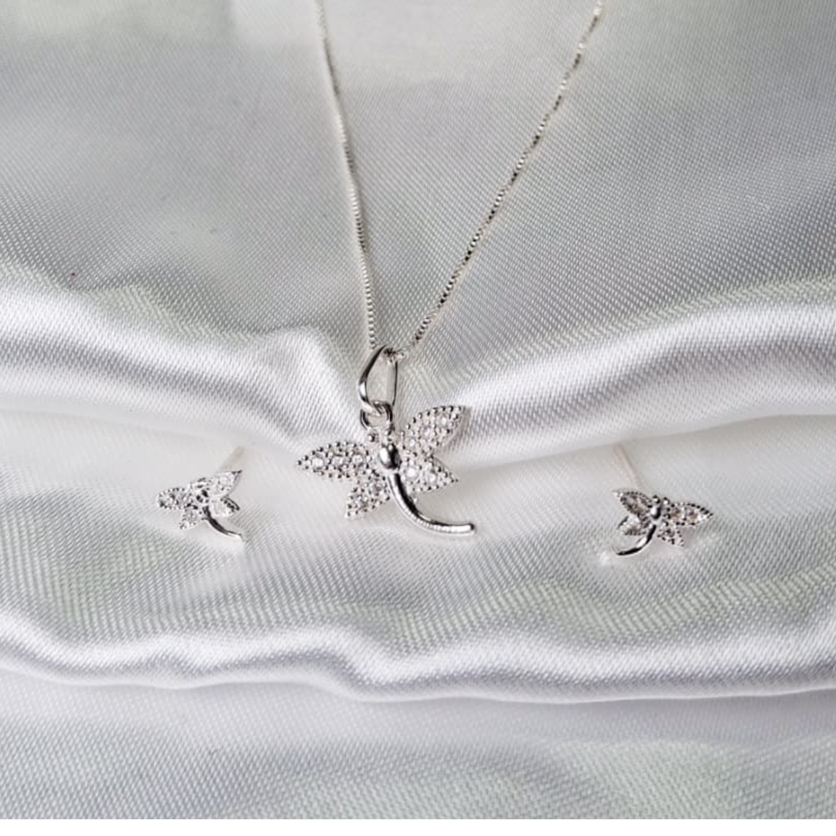 JUEGO EN PLATA LEY 925 LIBÉLULA