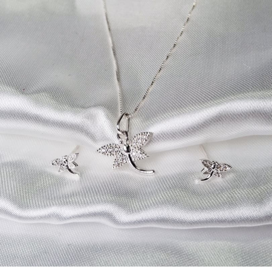 JUEGO EN PLATA LEY 925 LIBÉLULA