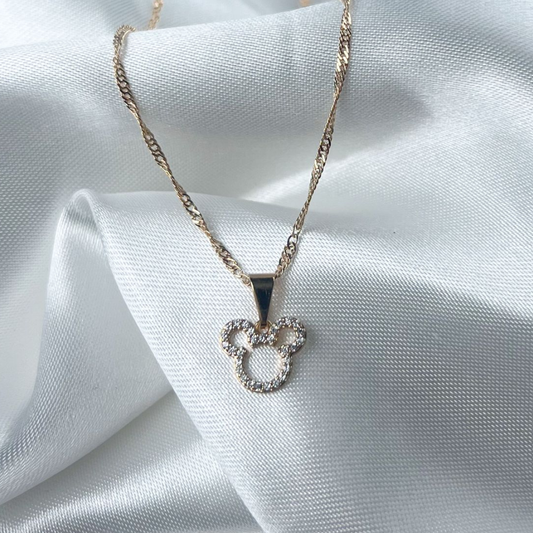 CADENA MAS DIJE SILUETA MICKEY ORO LAMINADO