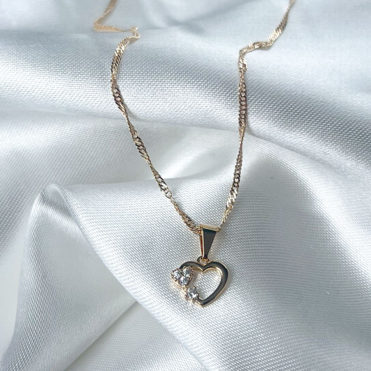 CADENA MAS DIJE SILUETA CORAZÓN ORO LAMINADO 18K