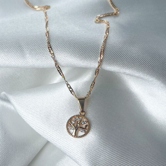 DIJE MAS CADENA ÁRBOL DE LA VIDA  ORO LAMINADO 18K