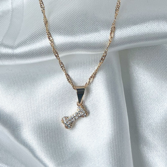 CADENA MAS DIJE HUESO ORO LAMINADO 18K