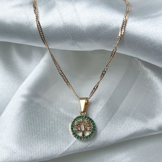 CADENA CON DIJE ARBOL DE LA VIDA ORO LAMINADO 18K