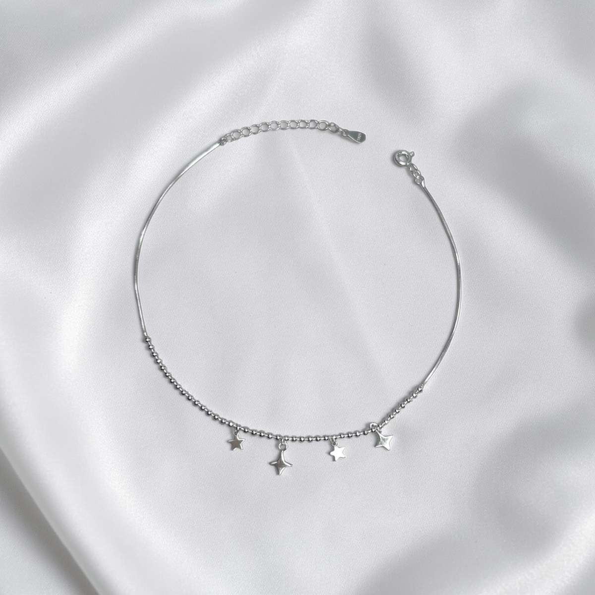 TOBILLERA PLATA CIRCONES TAILANDES