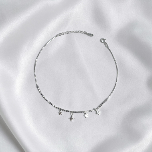 TOBILLERA PLATA CIRCONES TAILANDES