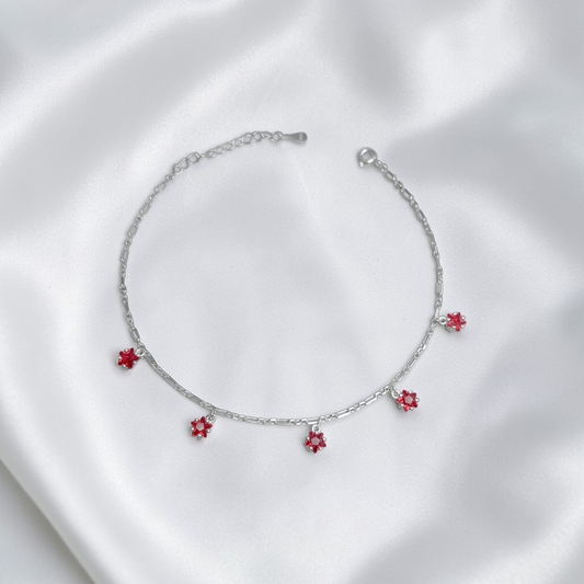 TOBILLERA PLATA CIRCONES TAILANDES