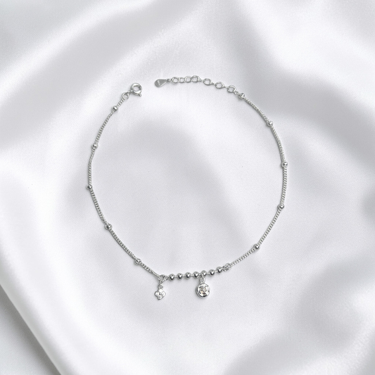 TOBILLERA PLATA CIRCONES TAILANDES