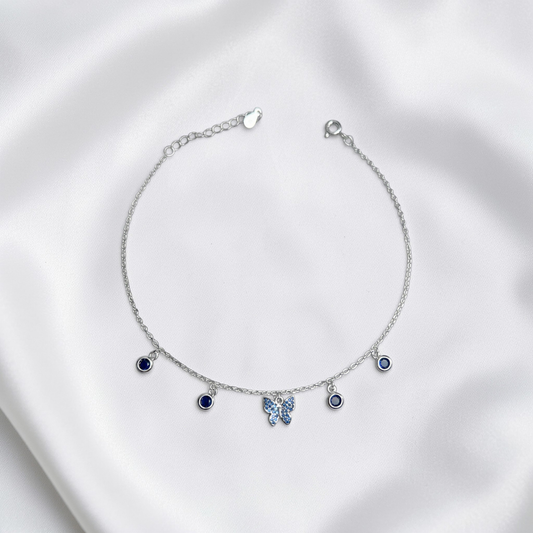 TOBILLERA PLATA CIRCONES TAILANDES