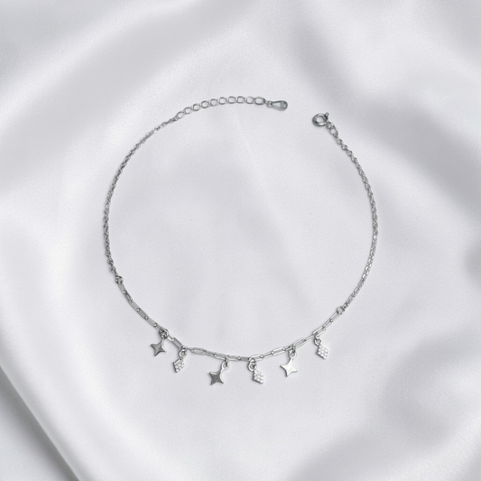 TOBILLERA PLATA CIRCONES TAILANDES