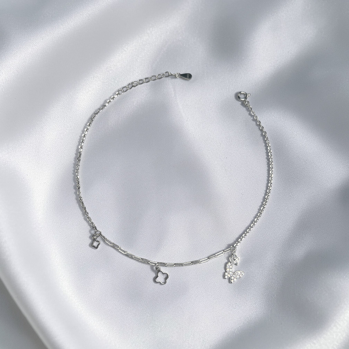 TOBILLERA PLATA CIRCONES TAILANDES