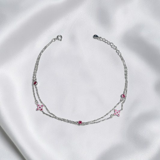 TOBILLERA PLATA CIRCONES TAILANDES