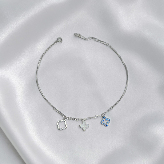 TOBILLERA PLATA CIRCONES TAILANDES