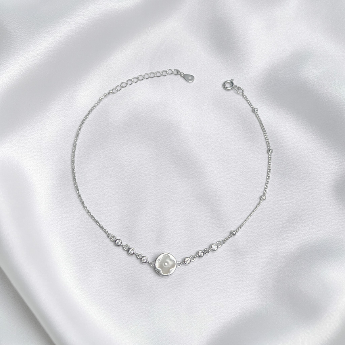 TOBILLERA PLATA CIRCONES TAILANDES