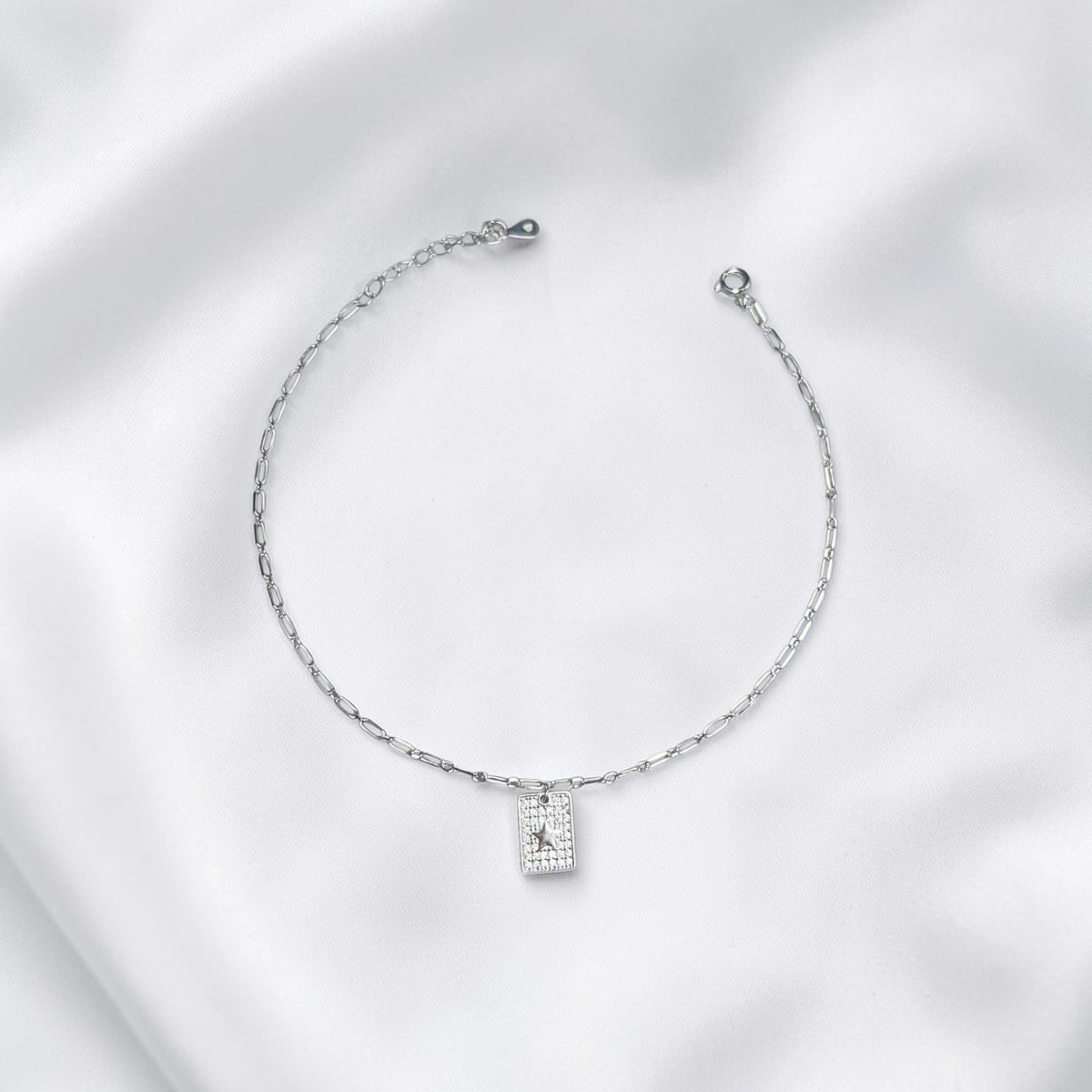 TOBILLERA PLATA CIRCONES TAILANDES