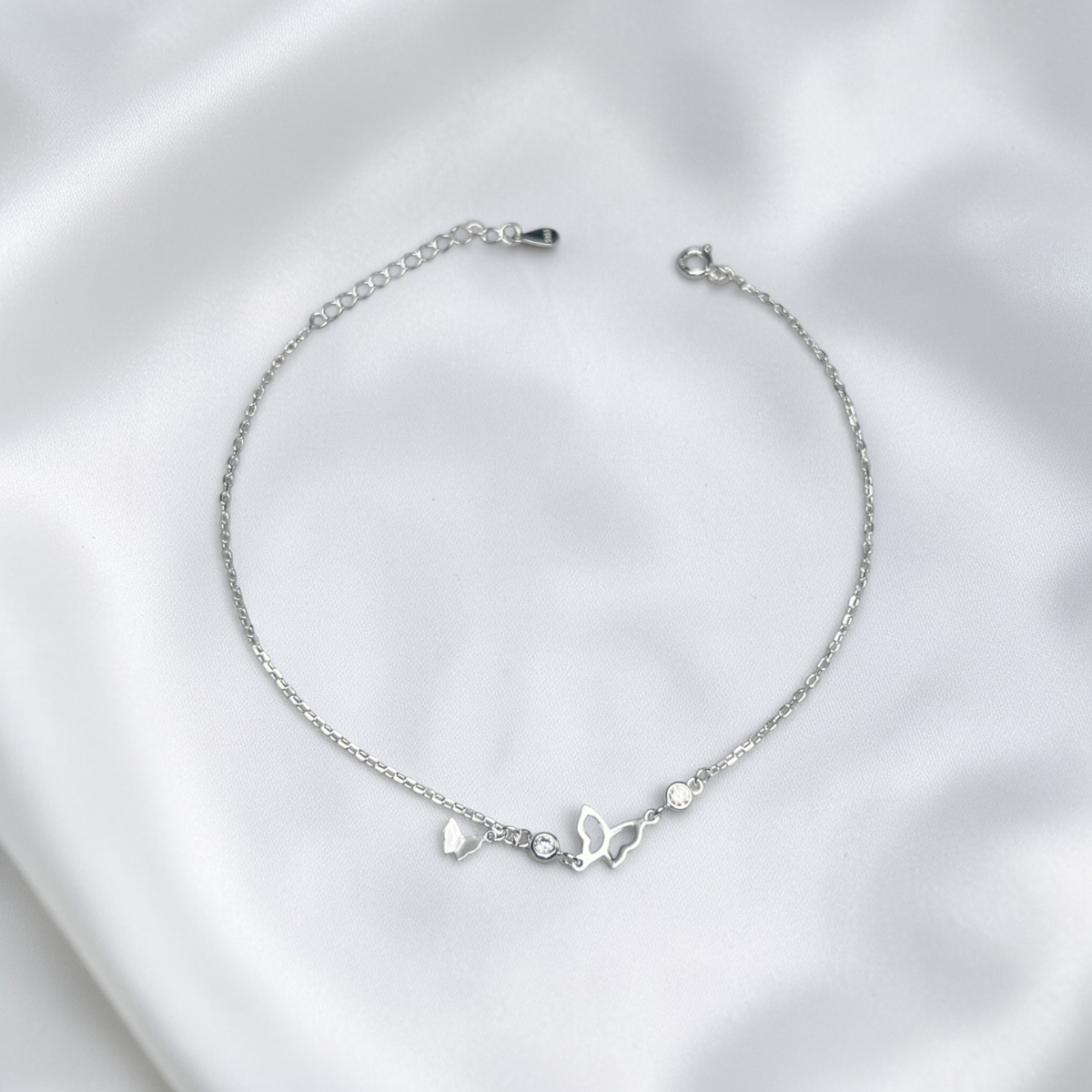 TOBILLERA PLATA CIRCONES TAILANDES