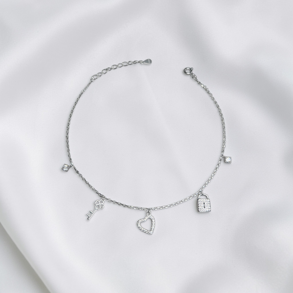 TOBILLERA PLATA CIRCONES TAILANDES