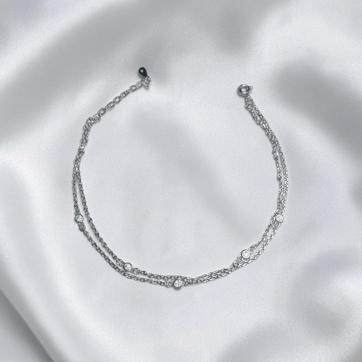 TOBILLERA PLATA CIRCONES TAILANDES