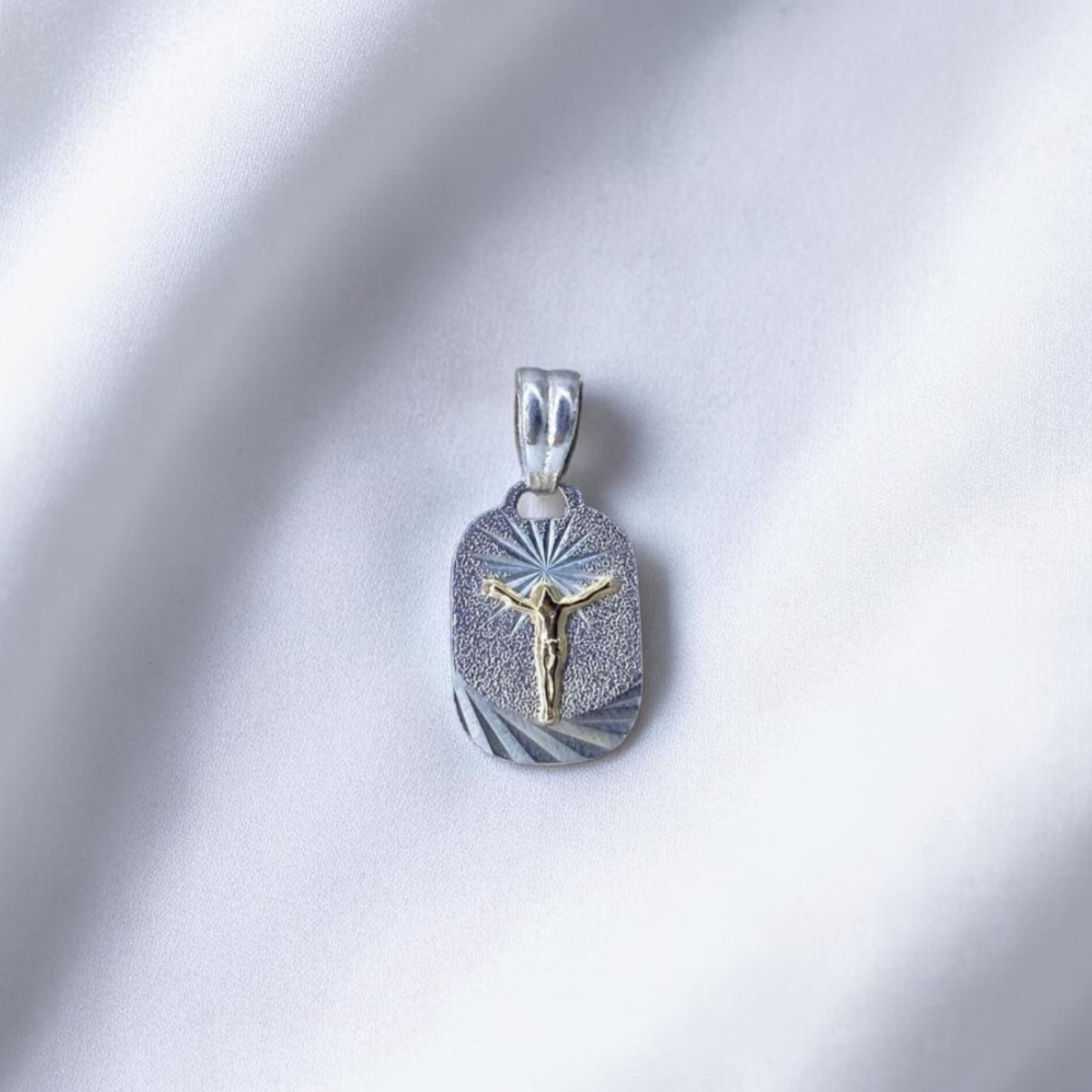 DIJE ORO PLATA DIAMANTADO CRISTO PLACA