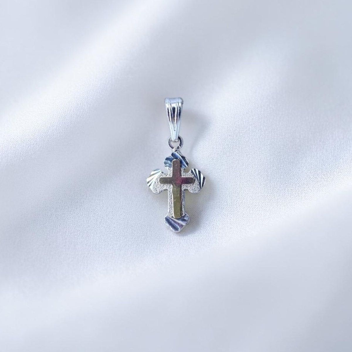 DIJE ORO PLATA DIAMANTADO CRUZ