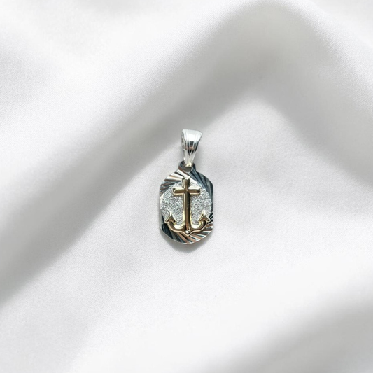 DIJE ORO PLATA DIAMANTADO ANCLA