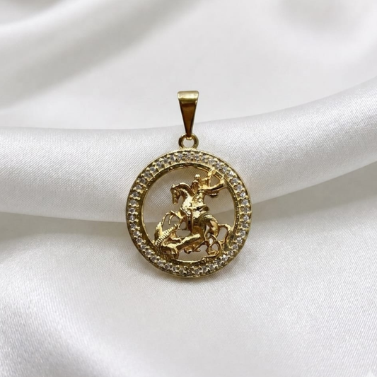 DIJE CABALLO POLO MICROCIRCON ORO LAMINADO 18K