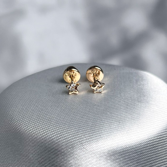 TOPO SEGURIDAD ESTRELLA PEQUEÑA ORO LAMINADO 18K