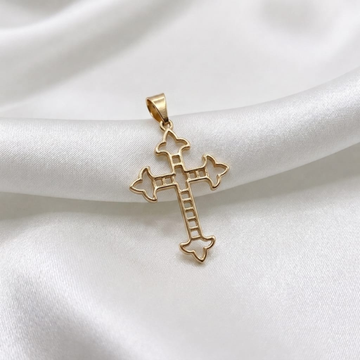 DIJE CRUZ SILUETA PUNTAS ORO LAMINADO 18K