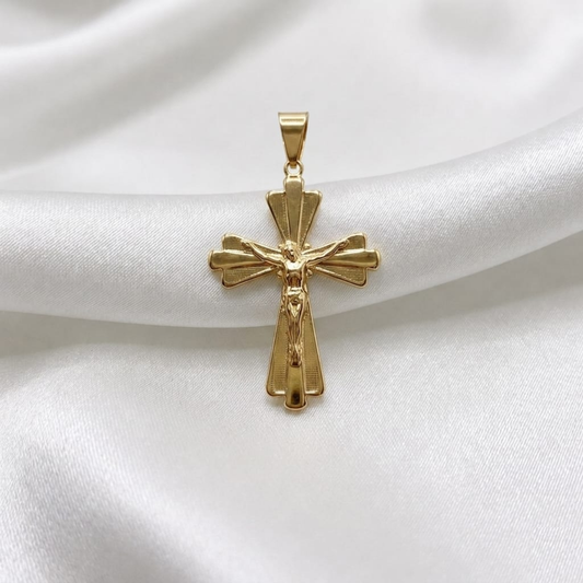 DIJE CRISTO PLANO ACAMPANADO ORO LAMINADO 18K