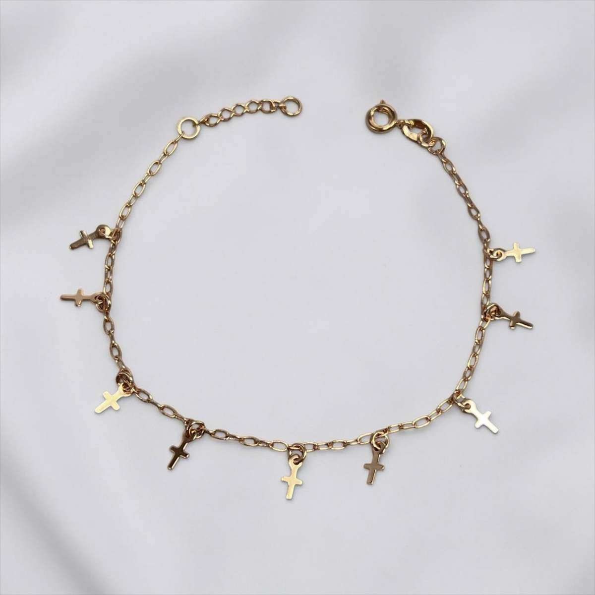 PULSERA DIJE CRUZ COLGANTE ORO LAMINADO 18K
