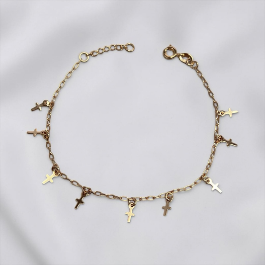 PULSERA DIJE CRUZ COLGANTE ORO LAMINADO 18K