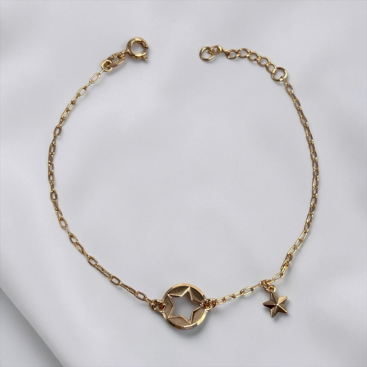 PULSERA ESTRELLA CIRCULO ORO LAMINADO 18K
