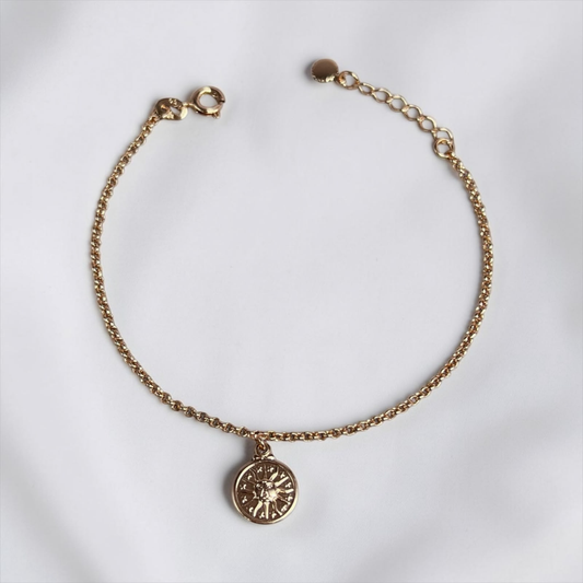 PULSERA DIJE SOL COLGANTE ORO LAMINADO 18K