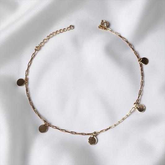 TOBILLERA CÍRCULOS ORO LAMINADO 18K