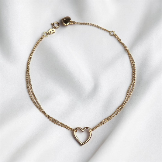 TOBILLERA CORAZÓN ORO LAMINADO 18K