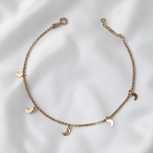 TOBILLERA LUNAS ORO LAMINADO 18K