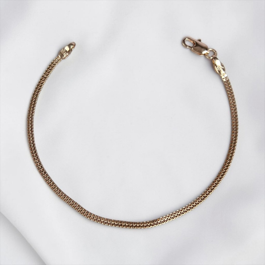 PULSERA VENECIANA PLANA ORO LAMINADO 18K