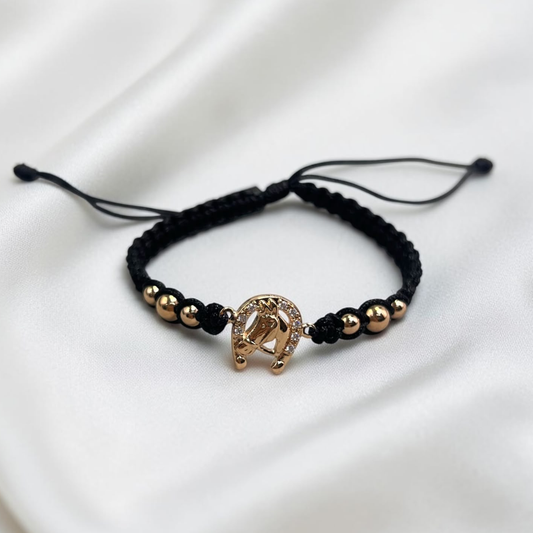 PULSERA ORO LAMINADO 18K HERRADURA CABALLO TEJIDA