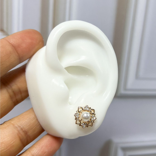 TOPO PERLA CON CORAZONES RODIO