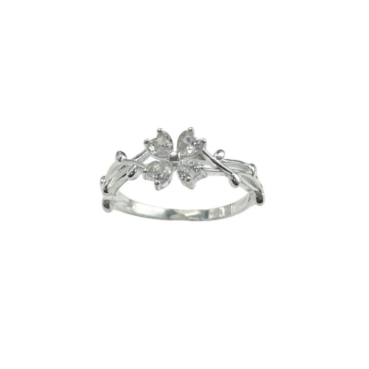 ANILLO FLOR EN PLATA LEY 925