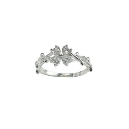 ANILLO FLOR EN PLATA LEY 925