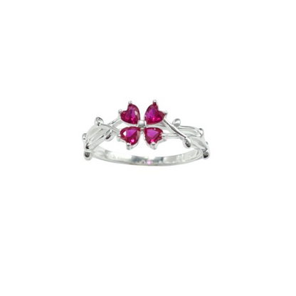 ANILLO FLOR EN PLATA LEY 925