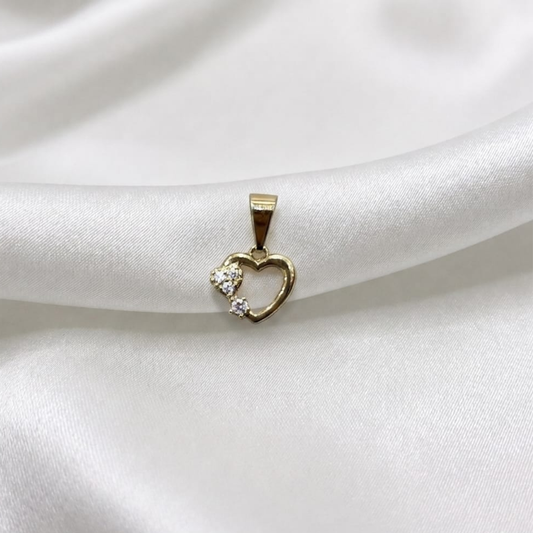 DIJE CORAZON DOBLE MICROCIRCON ORO LAMINADO 18K