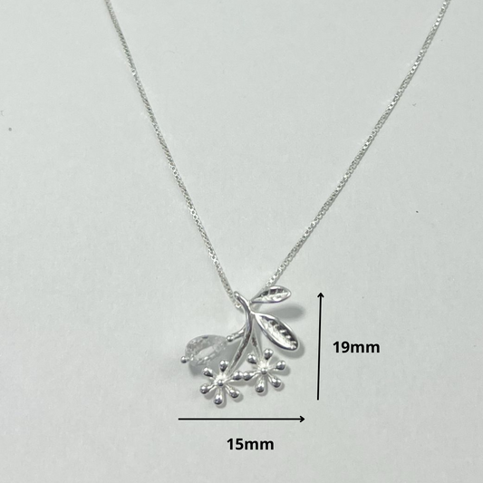 JUEGO  HOJAS FLOR PLATA LEY 925